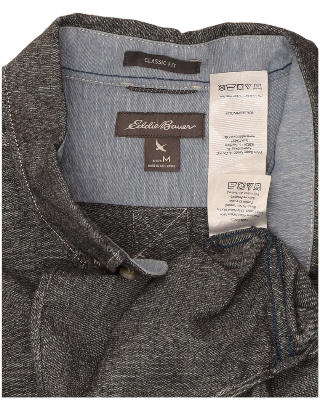 Cămașă pentru bărbați EDDIE BAUER Classic Fit, bumbac gri mediu