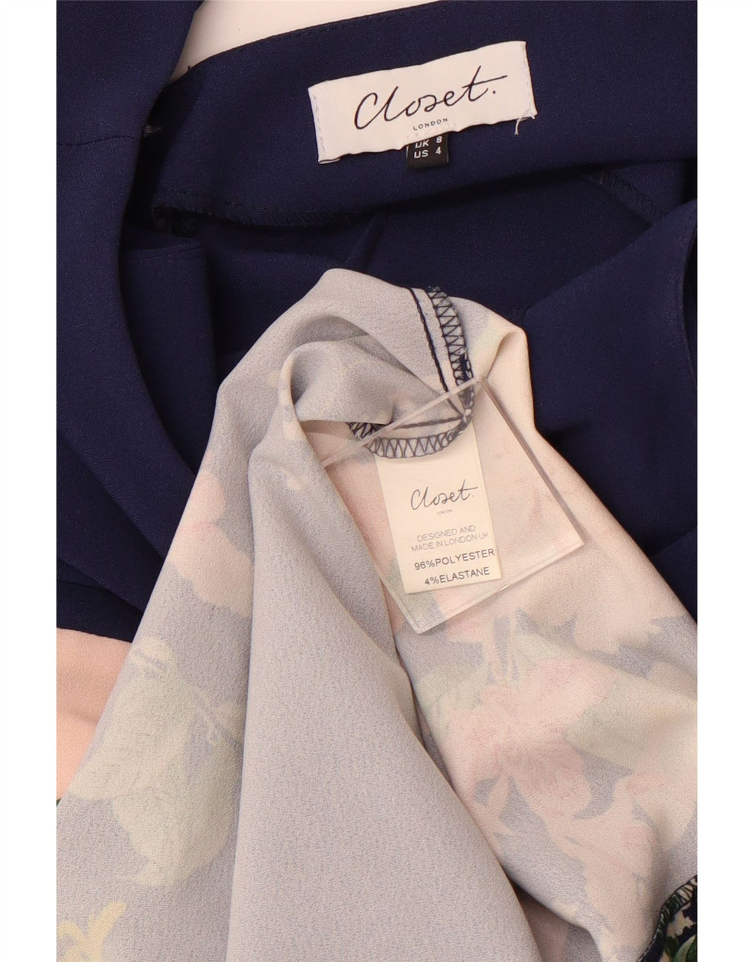 CLOSET Rochie bodycon fără mâneci pentru femei UK 8 mic albastru marin Floral