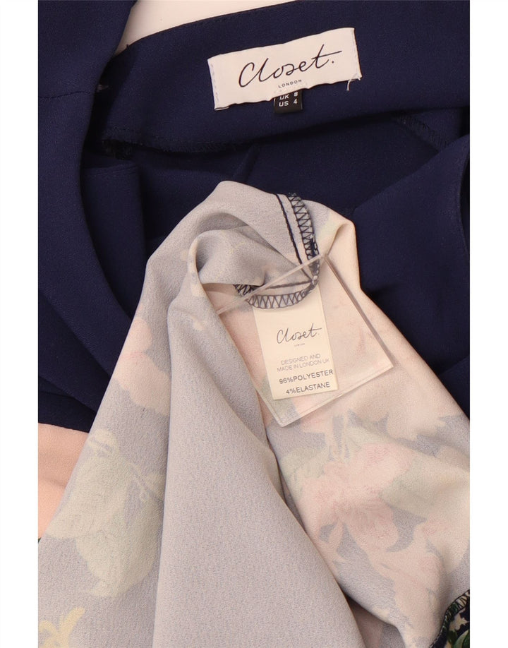 CLOSET Rochie bodycon fără mâneci pentru femei UK 8 mic albastru marin Floral