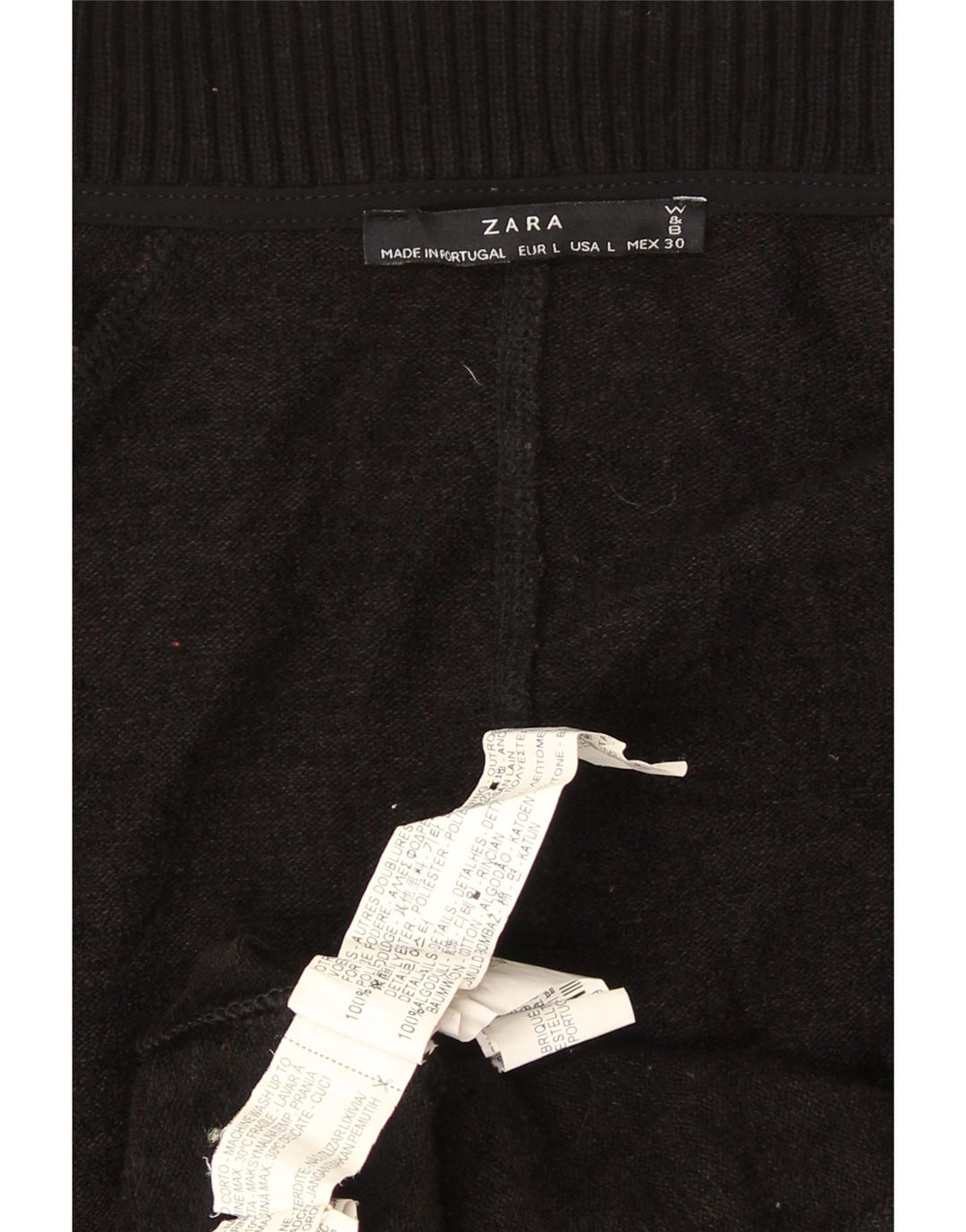 Pulover cardigan cu paragate supradimensionat pentru femei Zara UK 16 Poliester negru mare