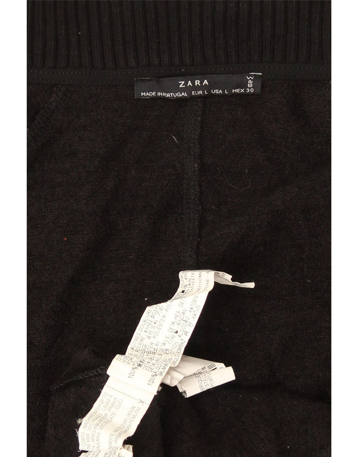 Pulover cardigan cu paragate supradimensionat pentru femei Zara UK 16 Poliester negru mare