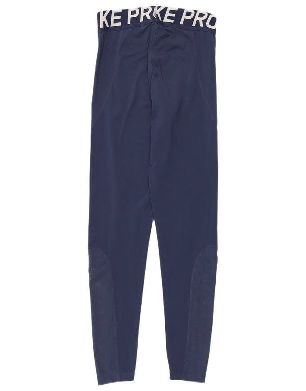 Leggings cu grafică Nike Dri Fit pentru femei UK 12 Poliester mediu albastru bleumarin