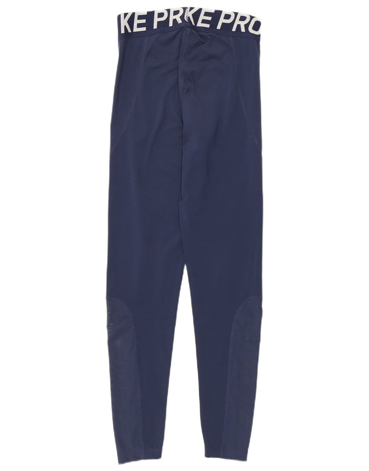 Leggings cu grafică Nike Dri Fit pentru femei UK 12 Poliester mediu albastru bleumarin