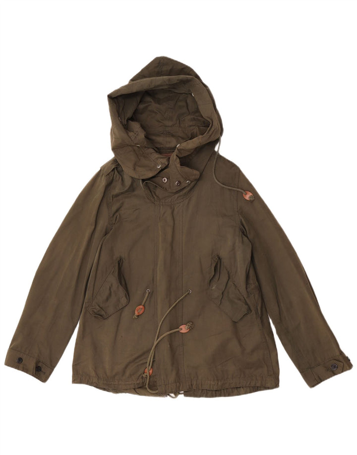 Jachetă parka cu glugă pentru femei Zara UK 36, nailon verde mic