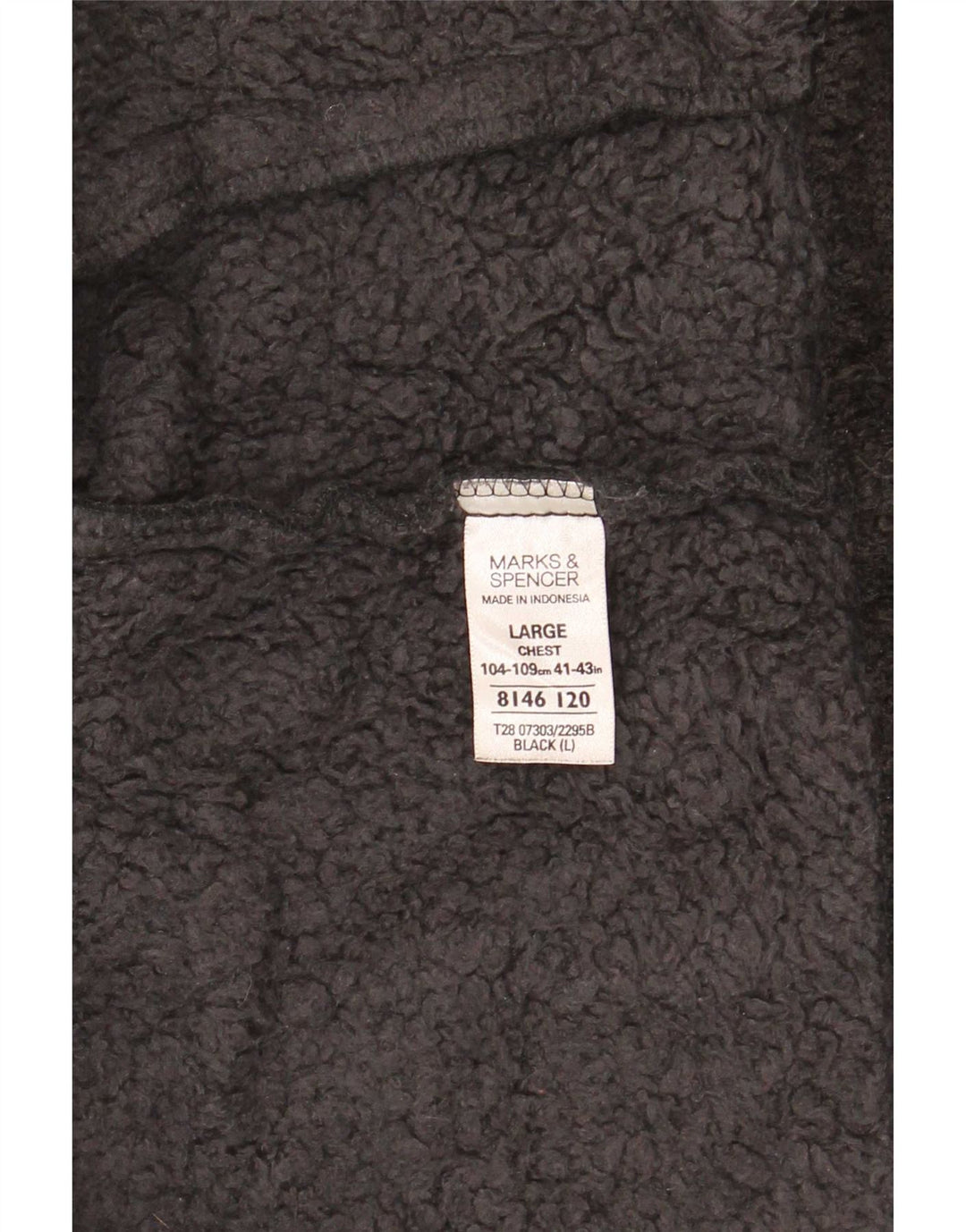 Jachetă pentru bărbați Marks & Spencer Sherpa Fleece UK 40 Poliester negru mare
