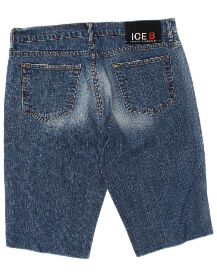 Pantaloni scurți din denim pentru femei ICEBERG W30, bumbac albastru mediu