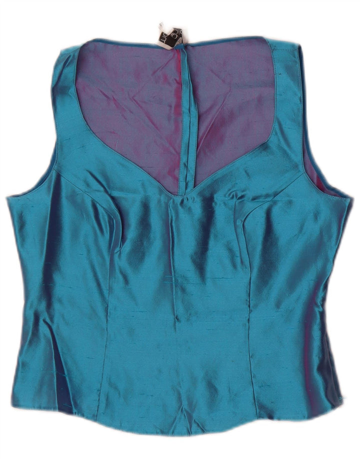 Top bluză fără mâneci pentru femei Gai Mattiolo IT 44 mătase albastră medie