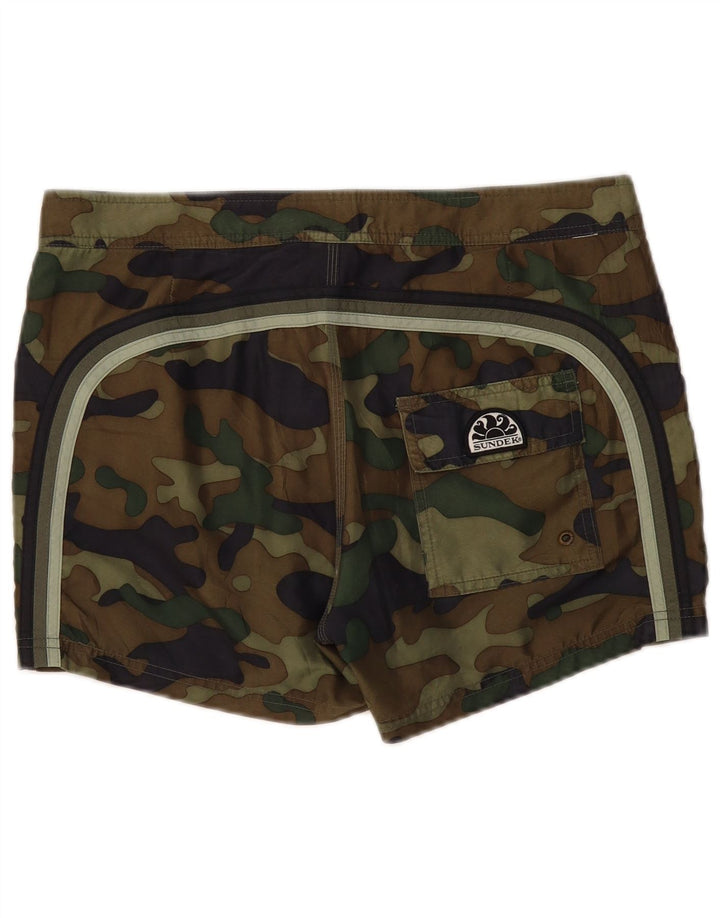 Sundek Pantaloni scurți de baie pentru bărbați, poliester de camuflaj mediu kaki