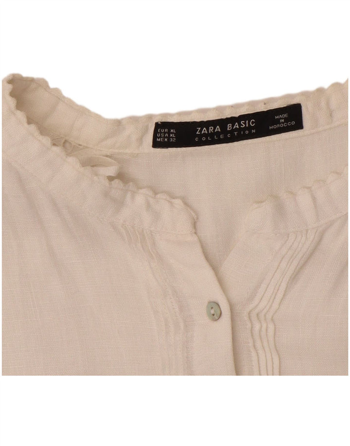 Bluză cămașă pentru femei Zara UK 18 XL Albă