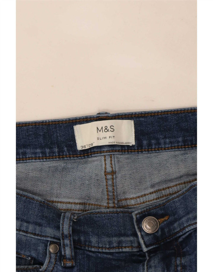 Blugi subțiri pentru bărbați Marks & Spencer W36 L29 Bumbac albastru