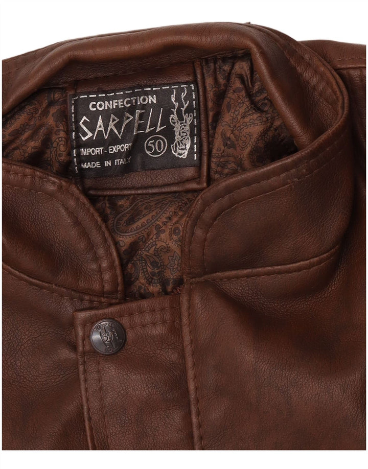Geacă de piele vintage pentru bărbați IT 50 mare maro