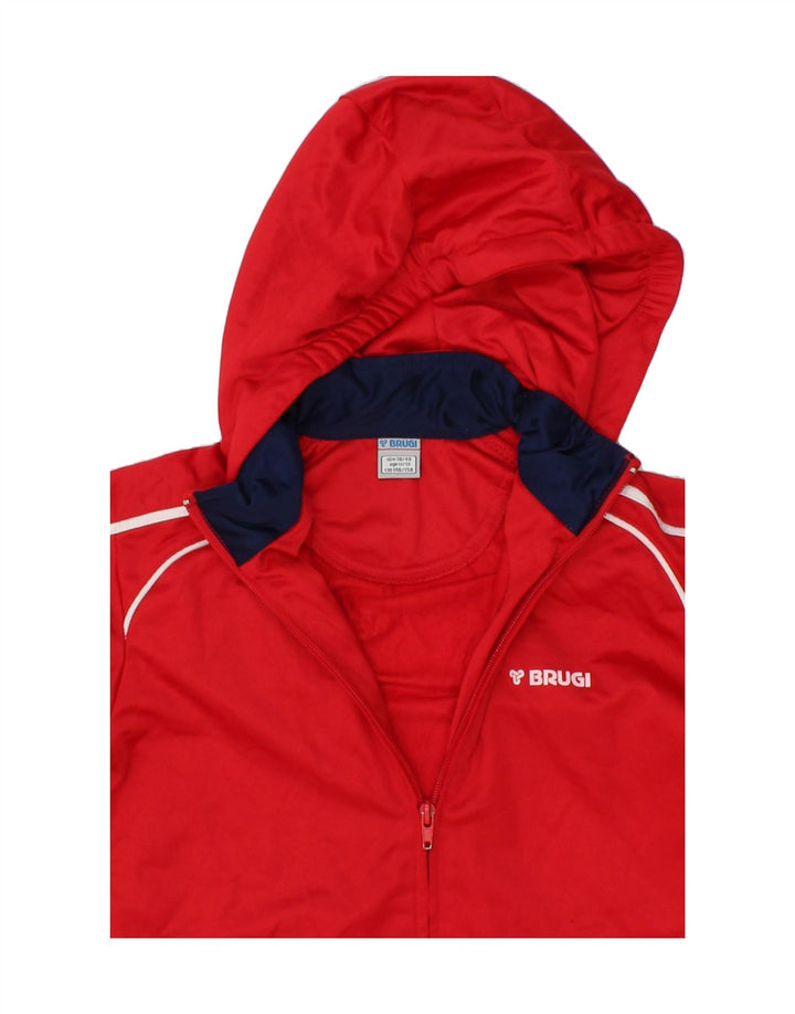 BRUGI Boys Zip Hoodie Sweater 11-12 Years Red Colourblock Polyester Vintage Brugi and Second-Hand Brugi from Messina Hembry 