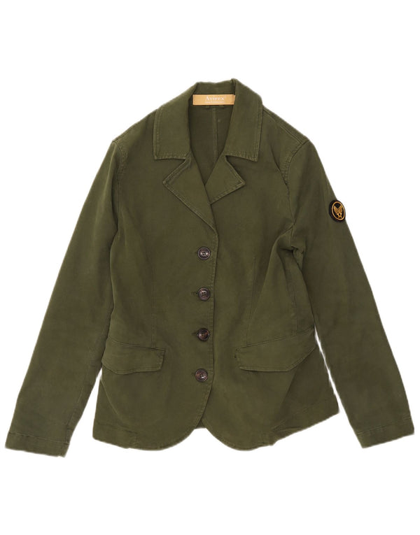Jachetă Blazer pentru femei Avirex cu 4 nasturi UK 6 XS Bumbac verde