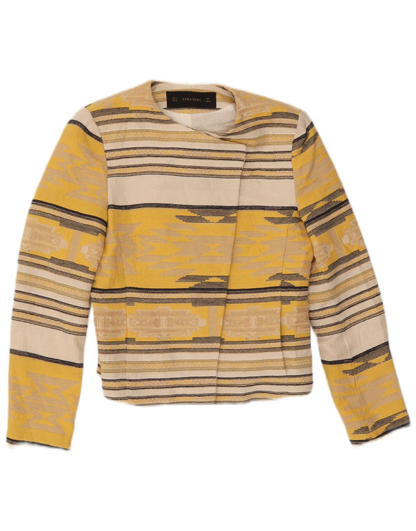 Jachetă Blazer deschisă pentru femei Zara UK 10 Acetat mic cu dungi galbene
