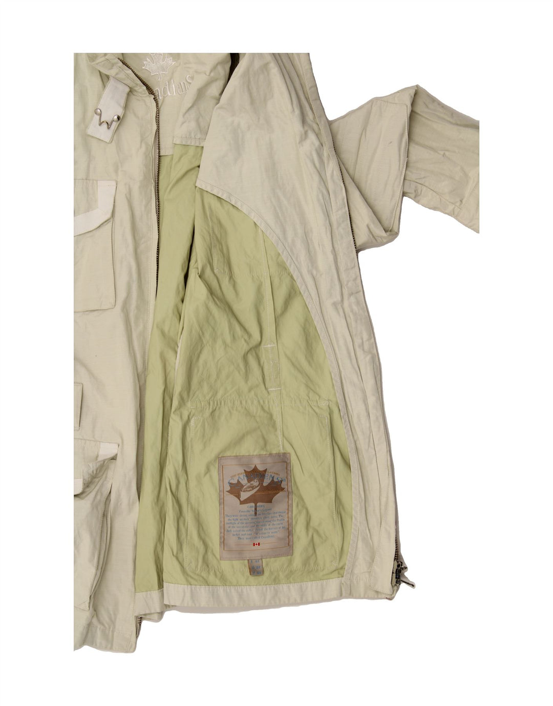 CANADIENS Womens Utility Jacket IT 44 Medium Beige Vintage Canadiens and Second-Hand Canadiens from Messina Hembry 