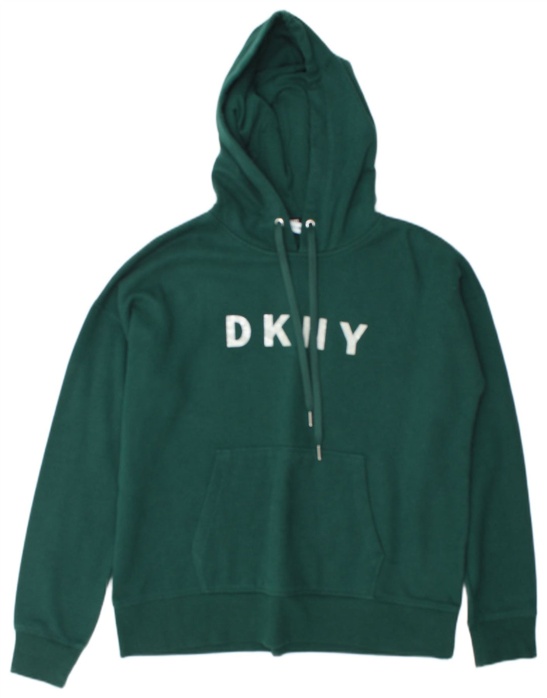 Pulover Dkny pentru bărbați cu glugă grafică, bumbac verde mediu