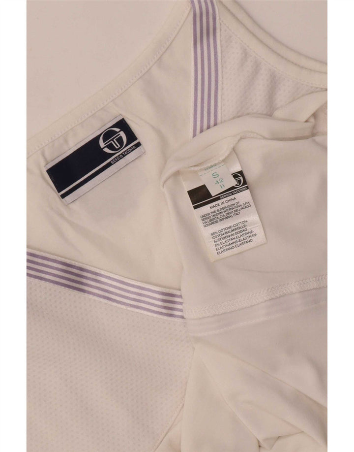 Sergio Tacchini Femei Vest Top UK 10 Small White Bumbac