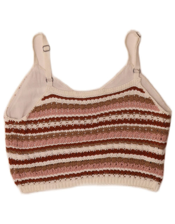 Hollister Womens Knit Crop Top UK 12 Bumbac cu dungi medii multicolore