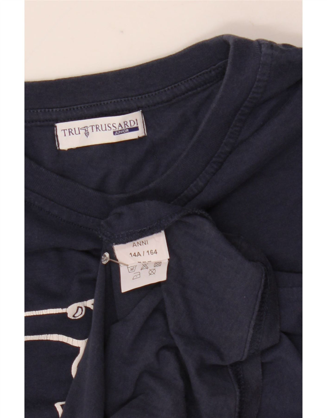 Trussardi Băieți Top Grafic Mânecă Lungă 13-14 Ani Bumbac Bleumarin