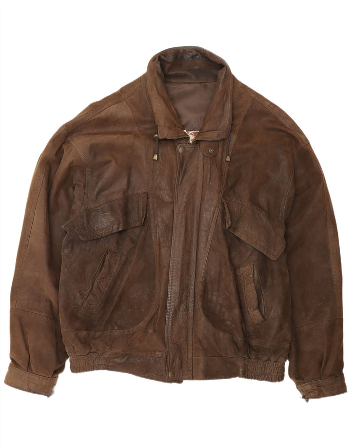 Jachetă din piele vintage pentru bărbați UK 42 XL maro