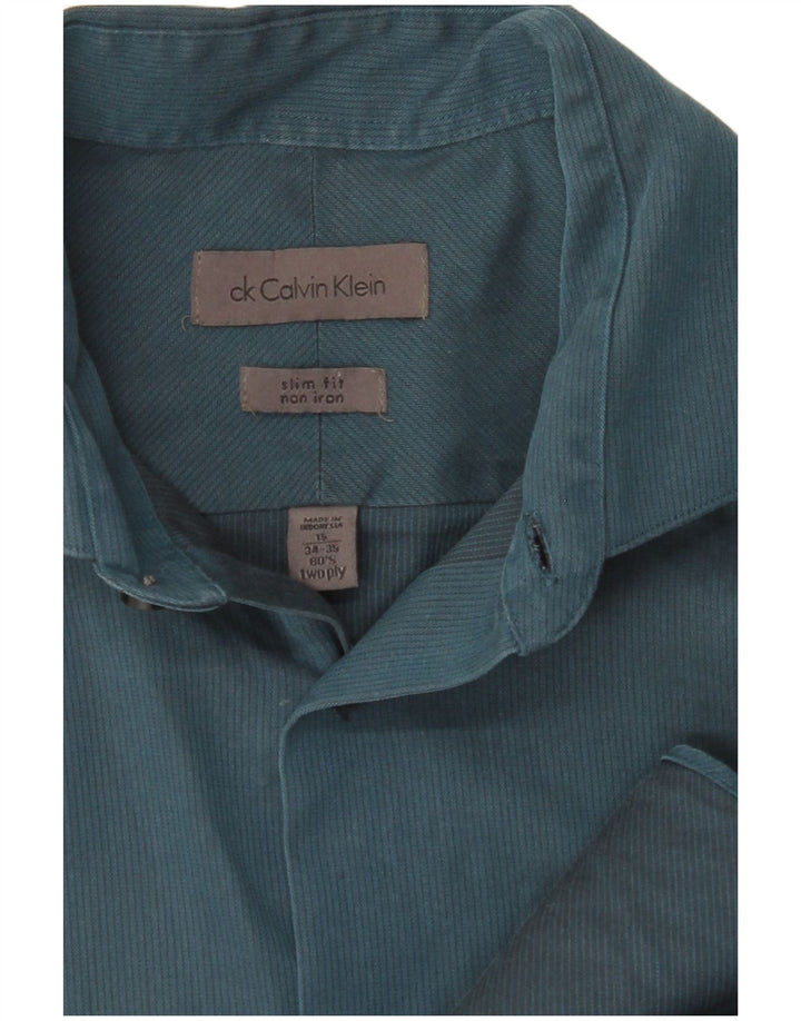 Cămașă pentru bărbați CALVIN KLEIN Slim Fit Mărimea 15 Bumbac albastru mediu