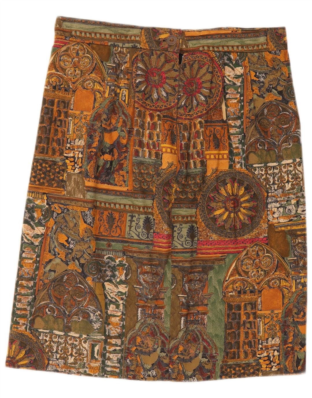 Fusta dreaptă pentru femei VINTAGE cu model abstract W30 mediu multicolor