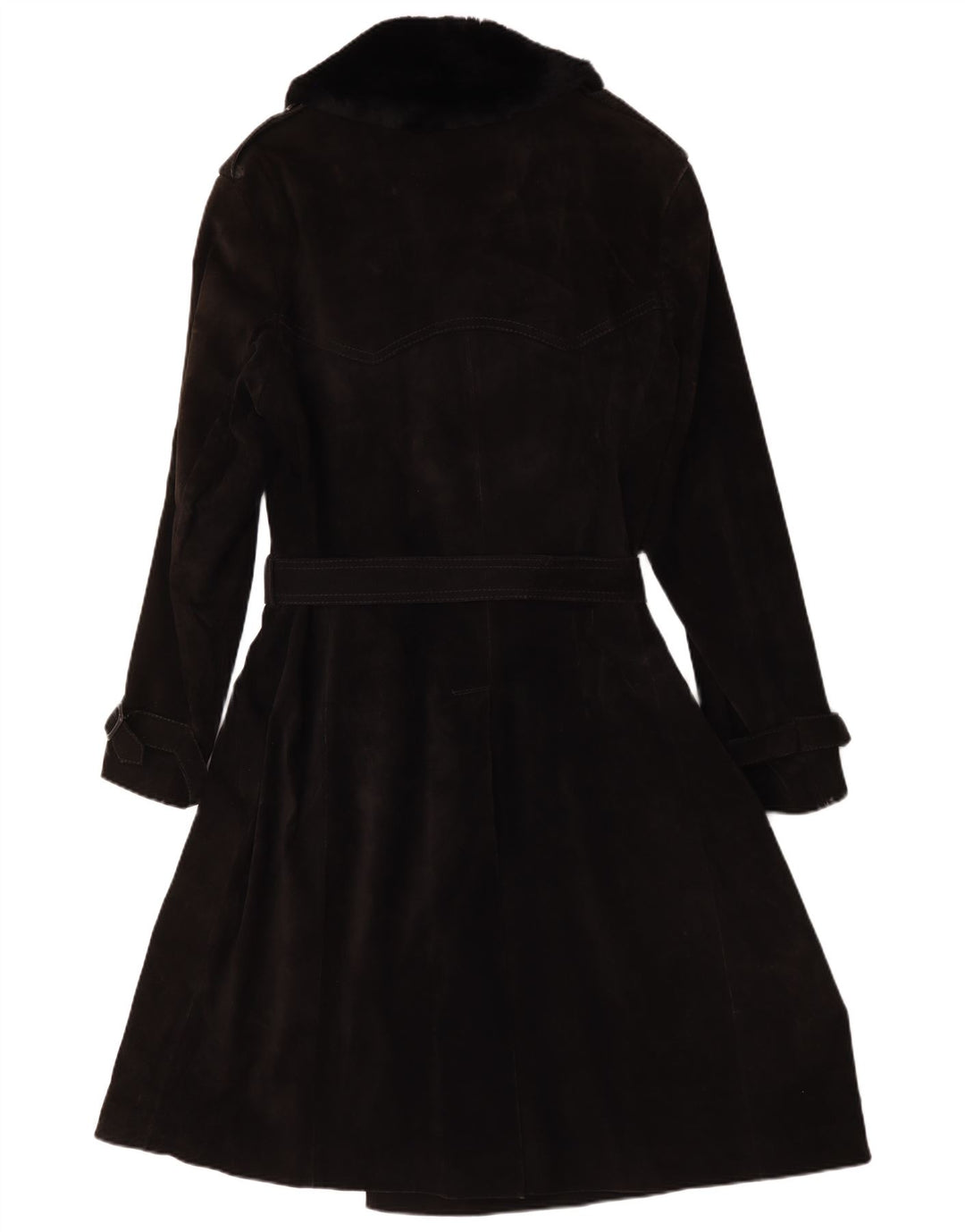 Palton dublu din piele intoarsa vintage pentru femei IT 54 3XL negru