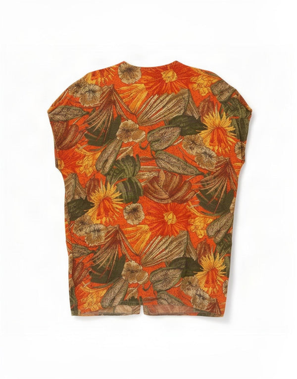 Bluză cămașă fără mâneci pentru femei Caterina UK 18 XL portocaliu floral