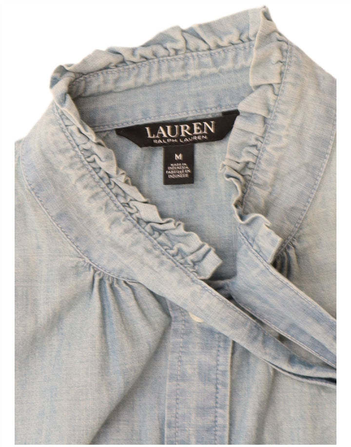 Cămașă Ralph Lauren pentru femei cu cravată în față UK 14, bumbac albastru mediu