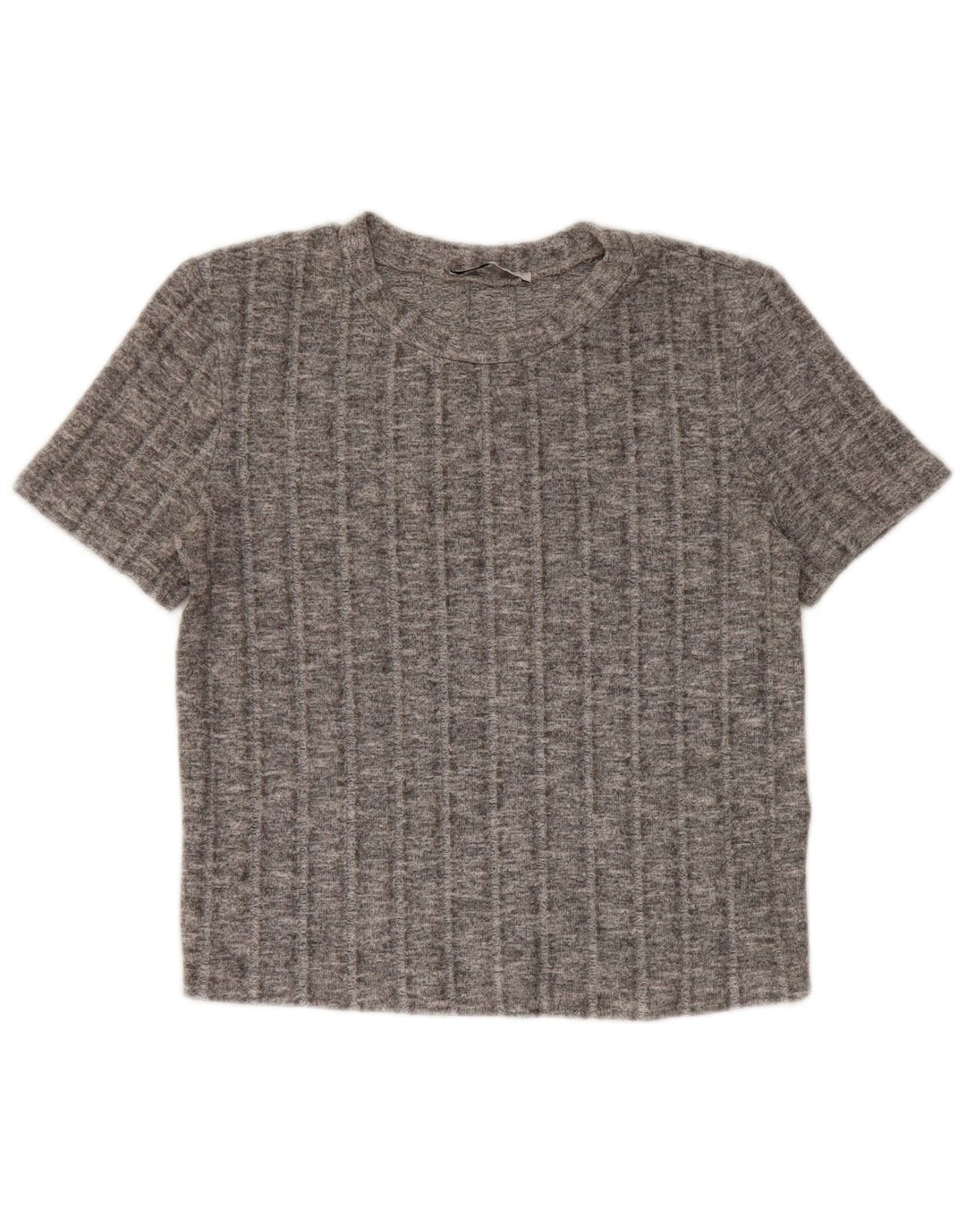 Tricou Crop pentru femei Zara UK 10 Poliester cu pături gri mici