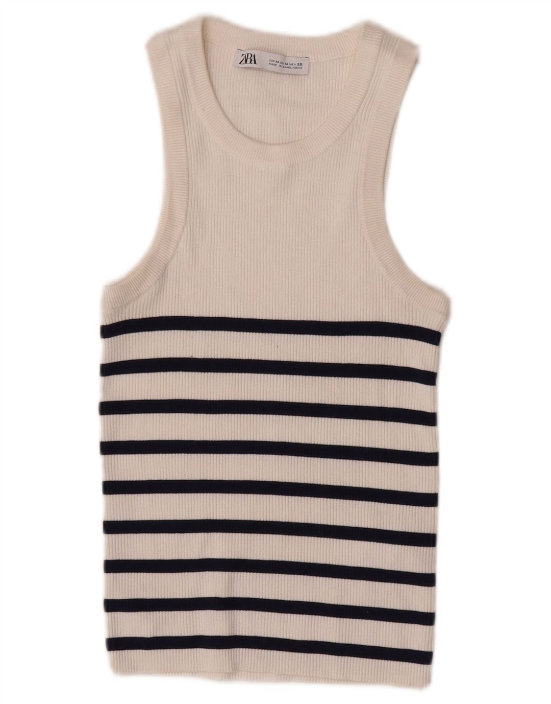 Top cu vestă pentru femei Zara UK 12 Medium White Striped Viscose