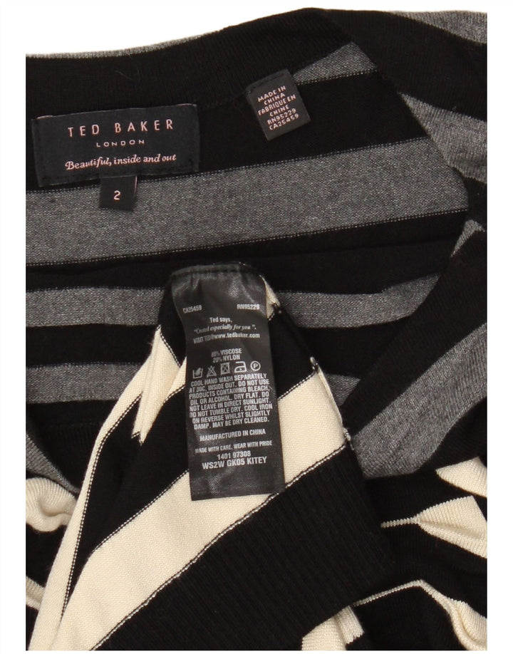 Rochie bodycon fără mâneci pentru femei Ted Baker, mărimea 2, cu dungi negre mici