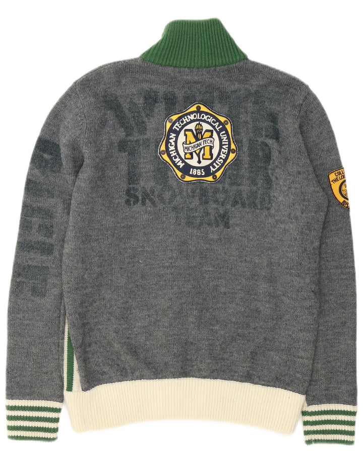 Pulover cardigan grafic pentru bărbați Rifle, lână mare, gri