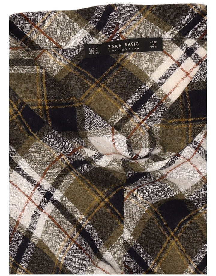 Bluză cu mânecă lungă pentru femei Zara UK 10 Mic Kaki Check