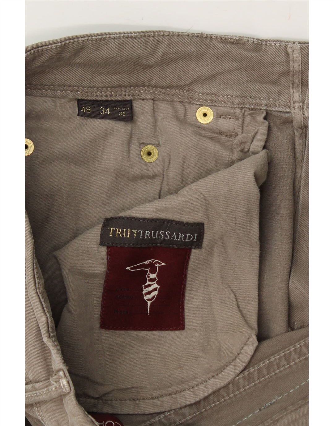 TRUSSARDI Mens Straight Casual Trousers W32 L32 Grey Vintage Trussardi and Second-Hand Trussardi from Messina Hembry 