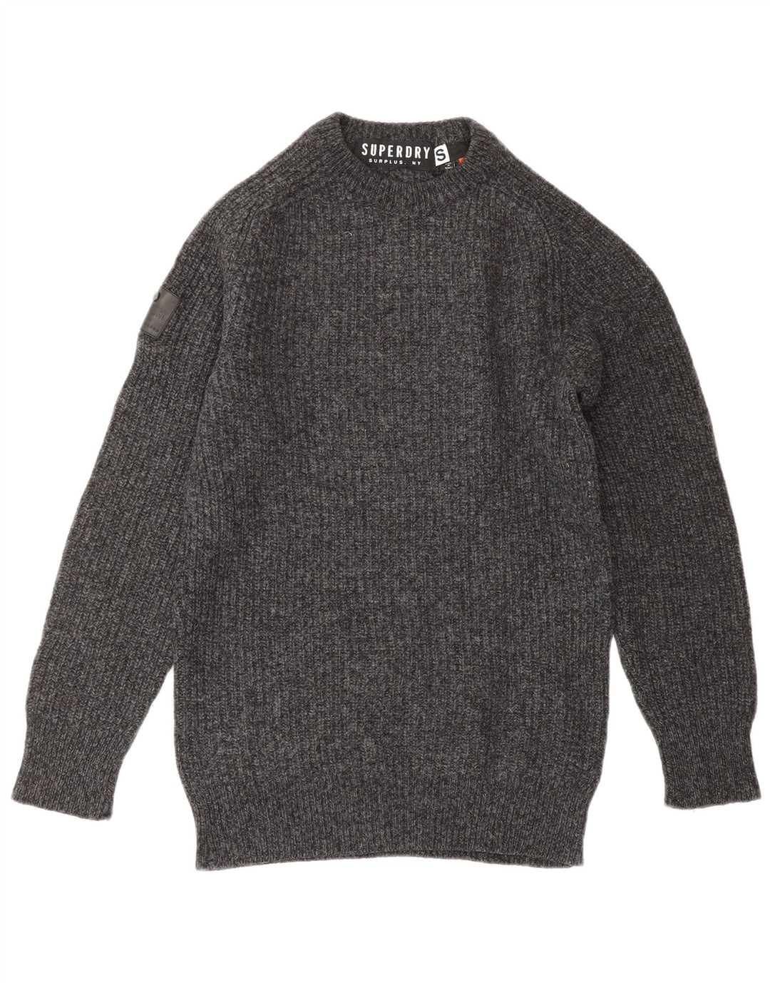 Pulover Superdry pentru damă, cu gât crew, lână mică, gri