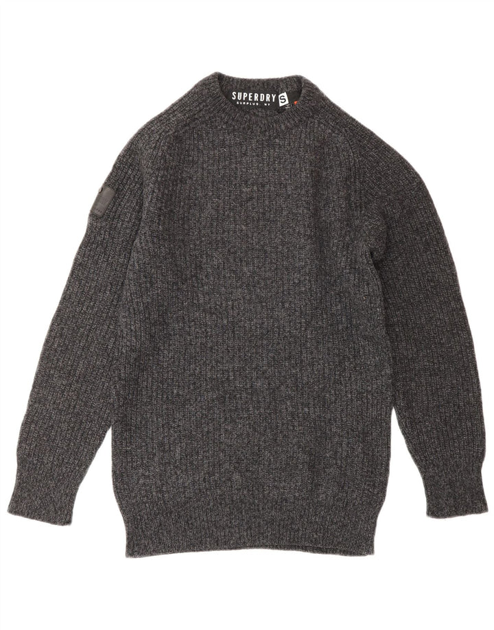 Pulover Superdry pentru damă, cu gât crew, lână mică, gri