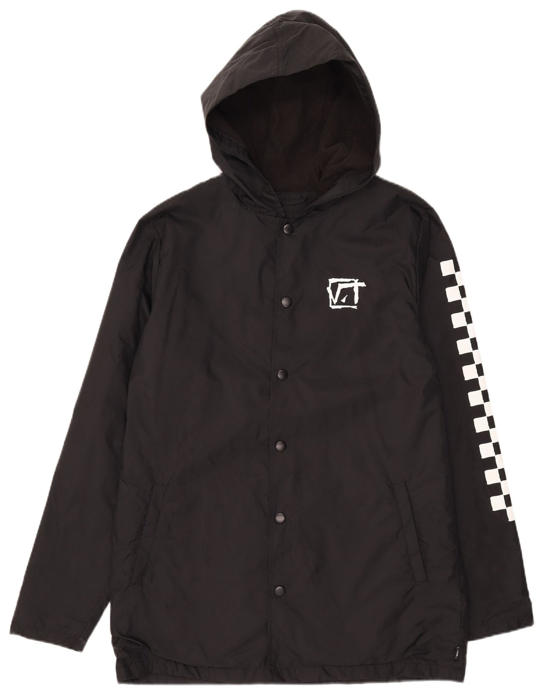 Jachetă de ploaie cu glugă grafică Vans pentru bărbați UK 38 Medium Black Nylon