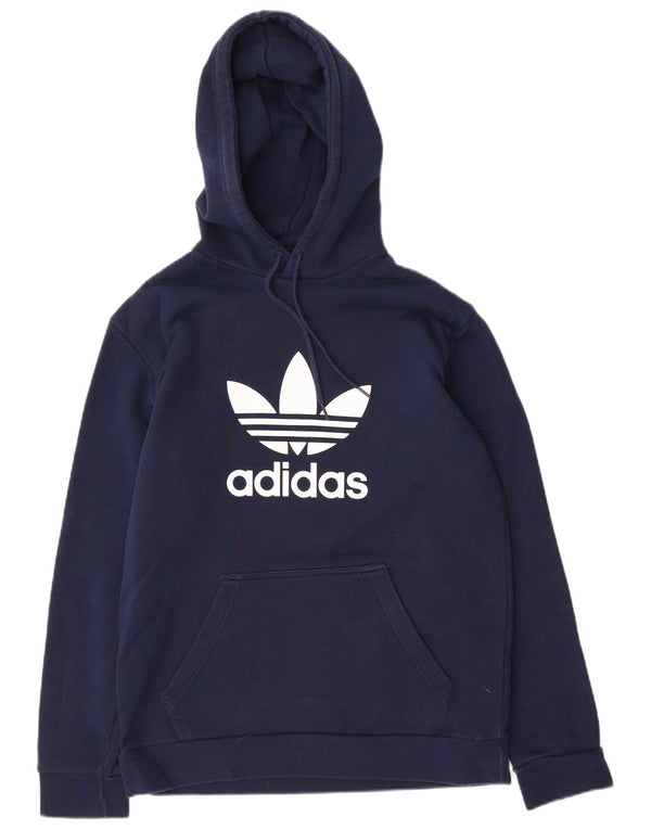 Pulover cu glugă cu grafic pentru bărbați Adidas, bumbac mediu albastru bleumarin