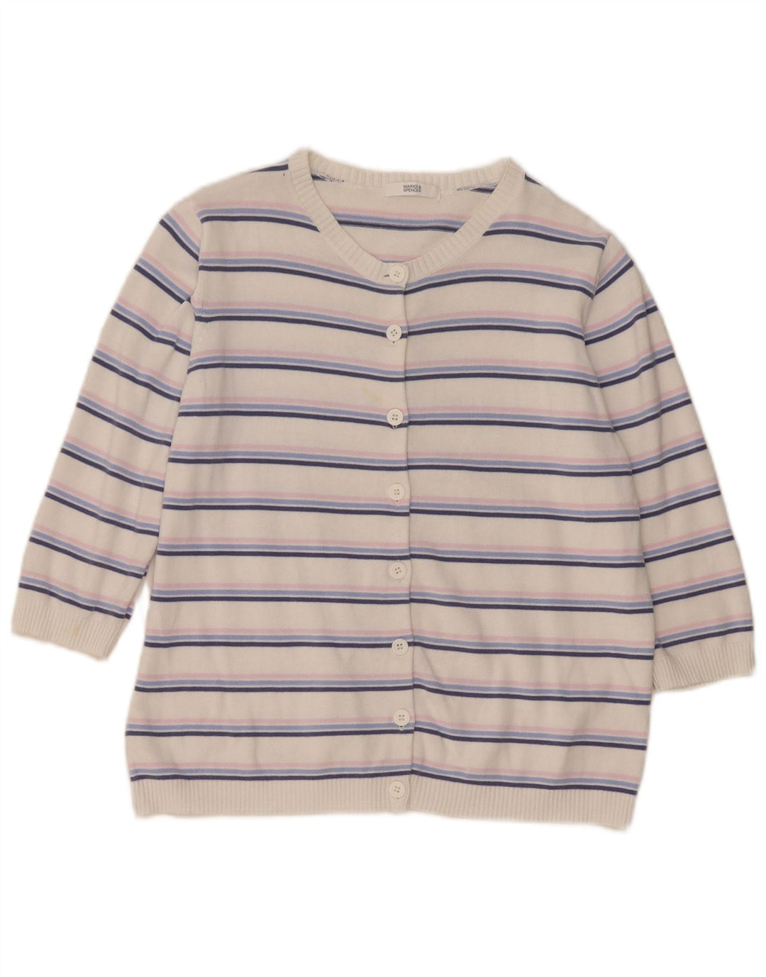 Pulover cardigan pentru femei Marks & Spencer UK 16 mare cu dungi albe