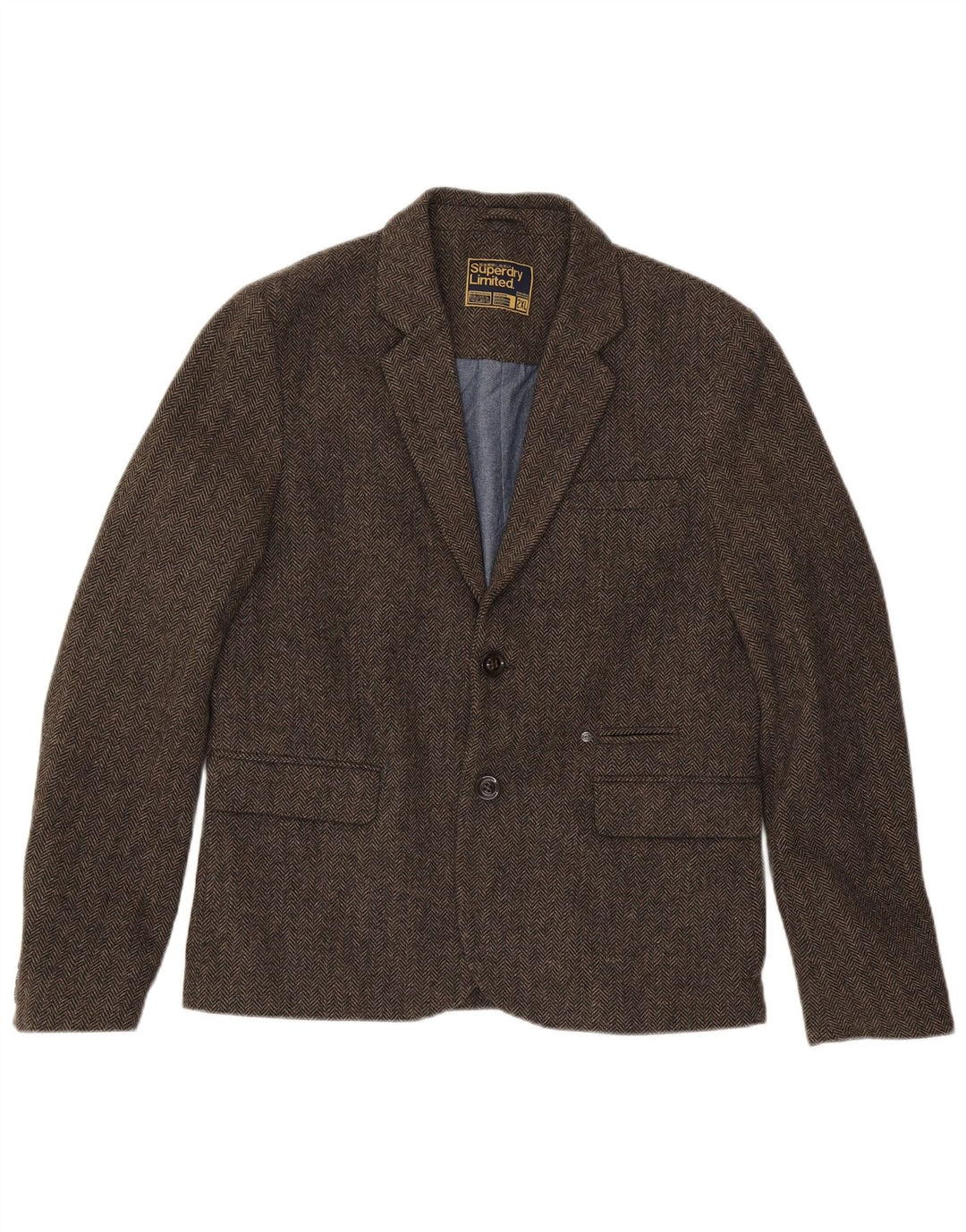 Jachetă blazer pentru bărbați Superdry, cu 2 nasturi, UK 44 2XL, maro, bumbac în oase