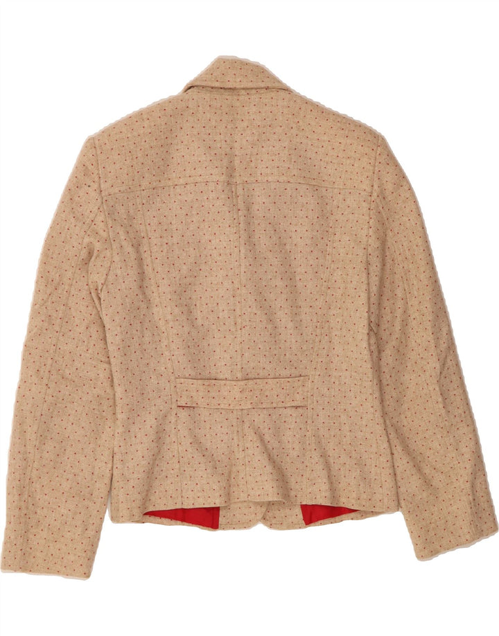 UNGARO Womens 2 Button Blazer Jacket IT 44 Medium Beige Spotted Wool Vintage Ungaro and Second-Hand Ungaro from Messina Hembry 
