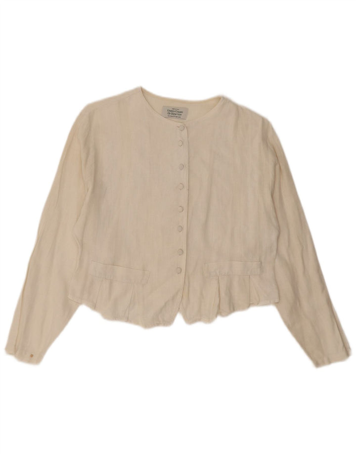 Bluză cu cămașă crop Benetton pentru femei UK 14 Medium Off White