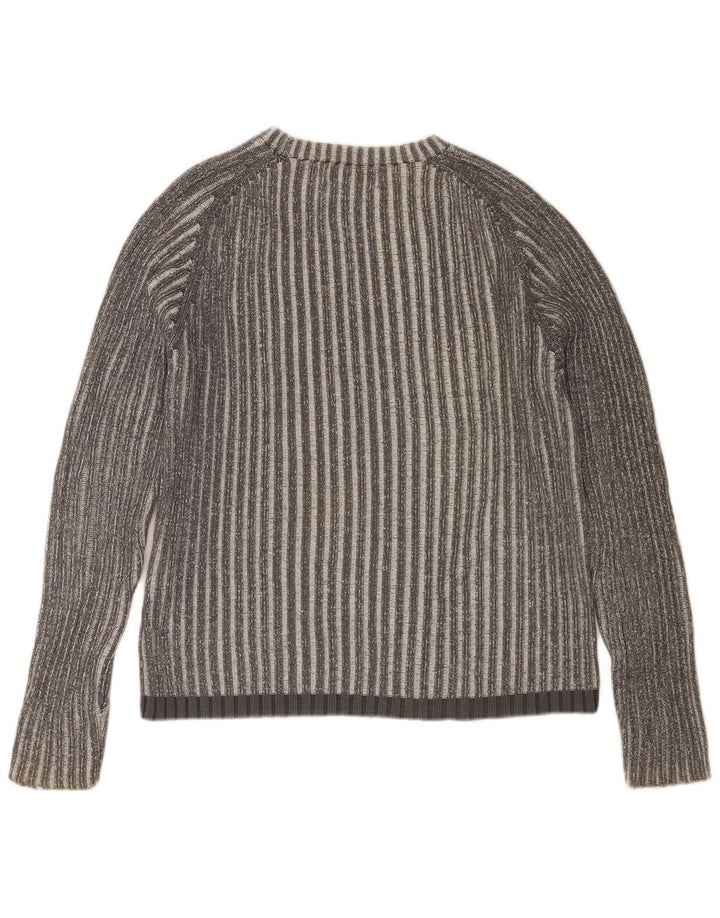 JACK & JONES Pulover pentru bărbați cu decolteu rotund din bumbac cu dungi gri mediu