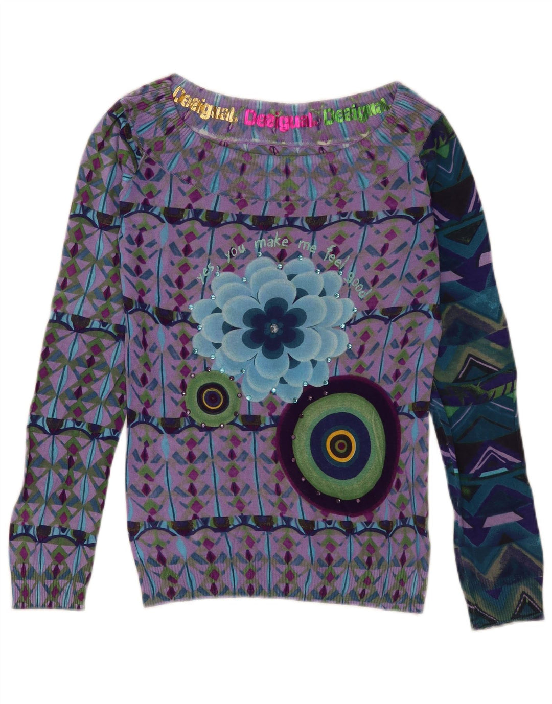 Desigual Womens Off Shoulder Top UK 18 Bohemian mare, multicolor