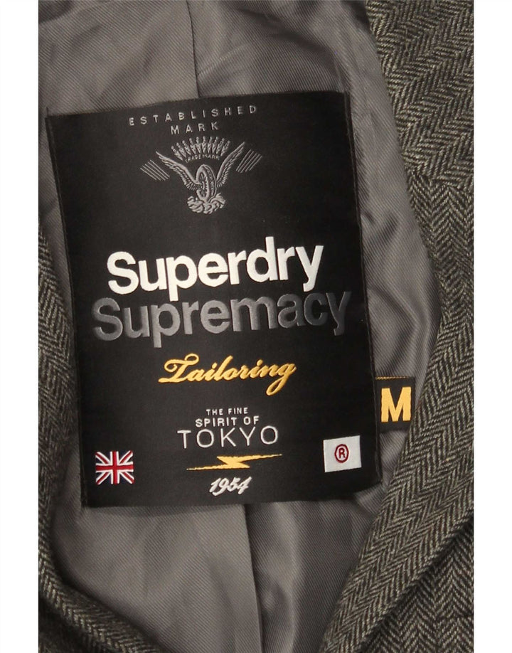 Jachetă Blazer pentru bărbați Superdry cu 2 nasturi UK 38 Medium Gris Herringbone