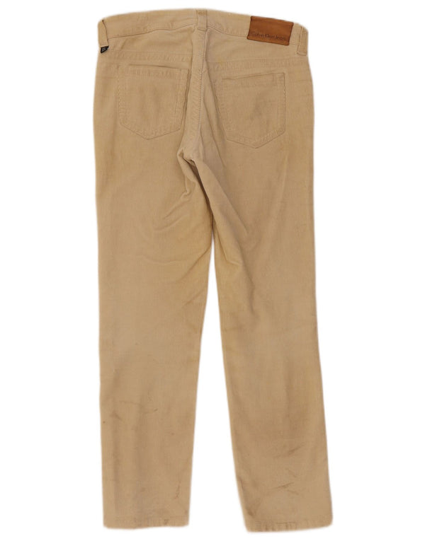 Pantaloni drepti din velur pentru femei Calvin Klein L29 L28 bumbac bej