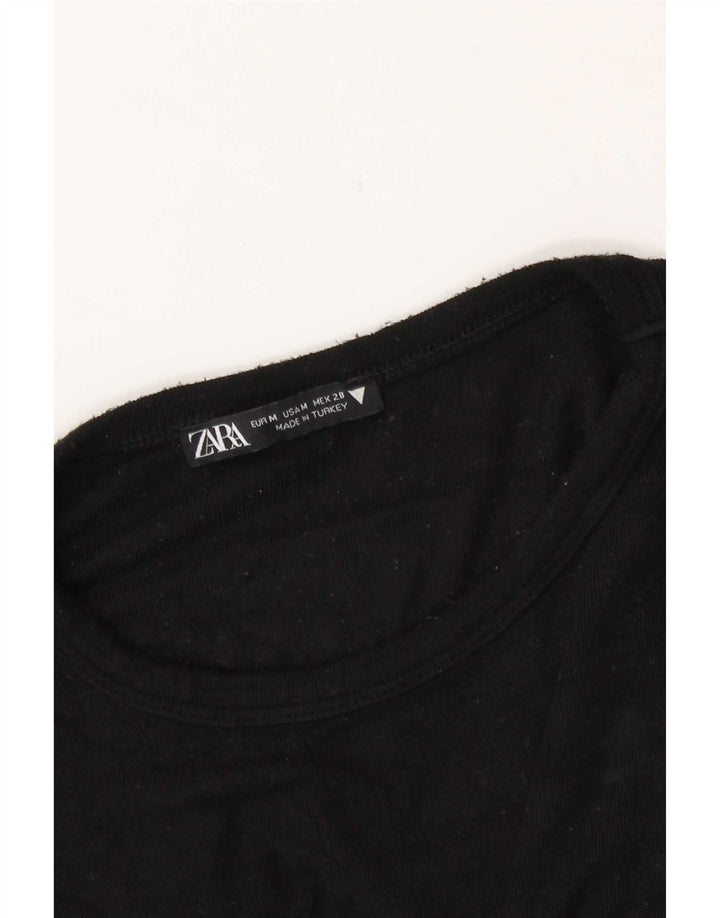 Tricou Crop pentru femei Zara UK 12 Medium Negru