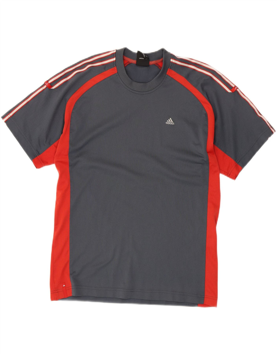 ADIDAS Mens T-Shirt Top Small Grey Colourblock Polyester Vintage Adidas and Second-Hand Adidas from Messina Hembry 