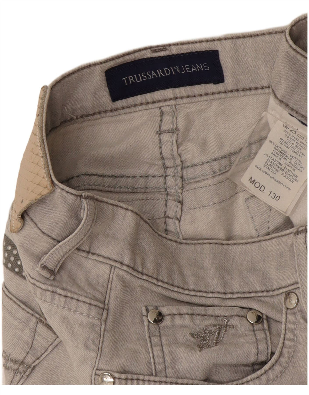 Blugi drepti pentru femei Trussardi W30 L27 bumbac gri